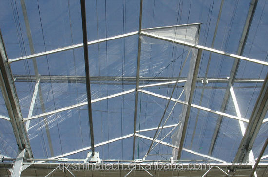 Invernadero de acero galvanizado cubierto de vidrio para la agricultura con dibujo de instalación